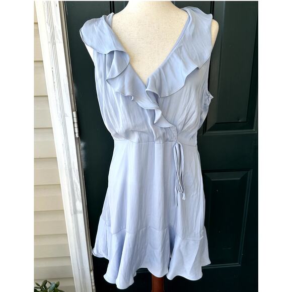 Altar'd State Dresses & Skirts - NWT Altar'd State Baby Blue Silky Ruffled Dress Sheer Flowy Feminine Fairy